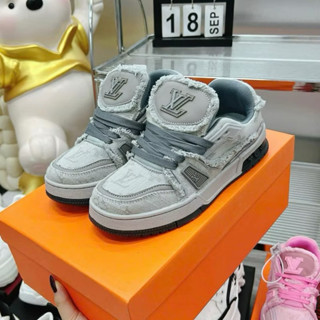 giày đính đá gót xanh tím mới Giày LV Traner #54 Xám Grey V2 SS24 Lai Au Nam Nữ Cao Cấp [ Fullbox ]