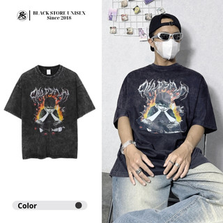 Áo Thun, Áo Phông Vải Wash Hình In Siêu Nét, Cotton 4c 250gsm, Dày Dặn, Co Dãn, Phong Cách Unisex Nam Nữ| Black Store