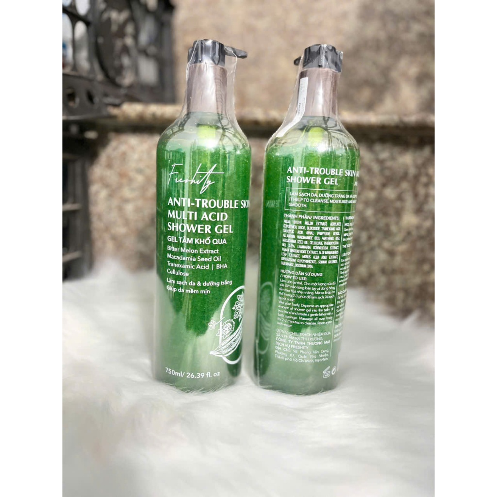 🌸 hàng tồn kho_ Gel tắm khổ qua (750ml-300ml)dưỡng sáng cho làn da cơ thể đa vấn đề Freshity.