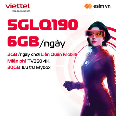 SIM 5G VIETTEL 5GLQ190 - 5GLQ210 Data 8GB/Ngày (240GB/Tháng). Tốc Độ Cao 5G MAX Băng Thông Dùng Toàn Quốc. Chỉ Từ 190k/T