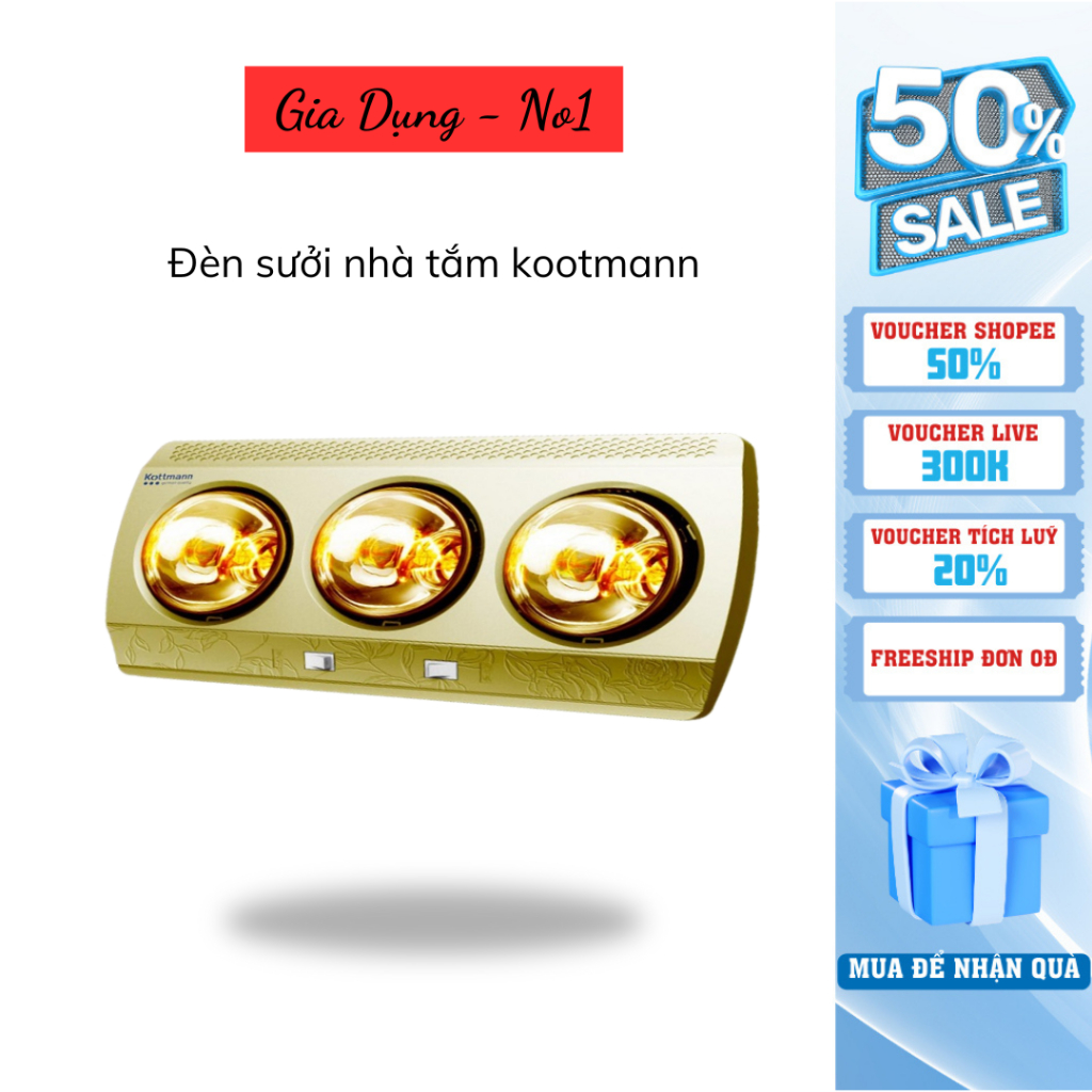 Đèn Sưởi Nhà Tắm Cao Cấp, Đèn Sưởi Nhà Tắm Đui Sứ 2 Bóng-3 Bóng Chống cháy nổ , An Toàn Tiết kiệm