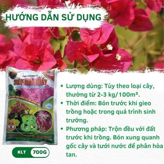 Phân Bón Hữu Cơ Siêu Hoa Giấy VUONBABYLON, Giúp Cứng Cây, Ra Nhiều Hoa, Lâu Tàn, Màu Rực Rỡ - Gói 700G