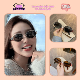  Kính mát oval gọng kim loại sang chảnh Ce'li.ne CL08 Diva luxury phụ kiện kính râm chống tia UV 