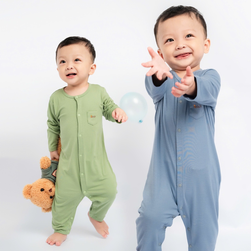 Bộ body dài trơn cao cấp Arich vải sợi tre petit mềm mịn, mát ,quần áo bé sơ sinh đến 18 tháng