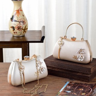  Clutch cầm tay vải lụa đính đá hoa sang trọng quý phái túi xách nữ CLUA50 