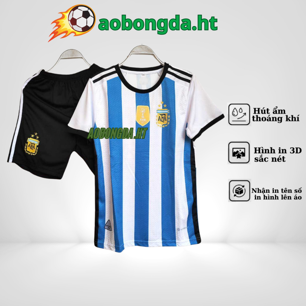 Áo Đá Bóng -Đồ Đá Banh Nam/Nữ Đội Tuyển Aghentina ,Đồ Thể Thao, Size 8-95kg Nhận In Tên Số Theo Yc