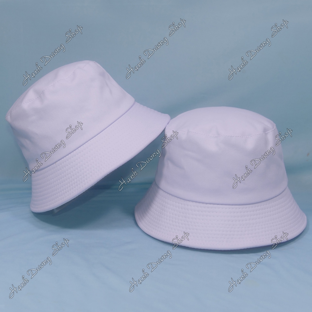 Nón bucket trơn không thêu vòng đầu 57-58cm, mũ tai bèo vành nhỏ 6cm vải cotton thoáng mát nam nữ