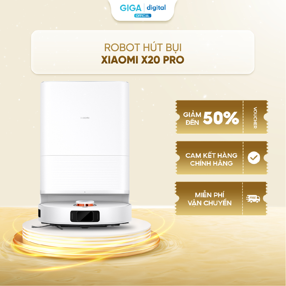 Robot hút bụi lau nhà Xiaomi X20 Pro - Lực hút 7000Pa - Trạm sạc đa năng - Sấy khô giẻ bằng khí nóng