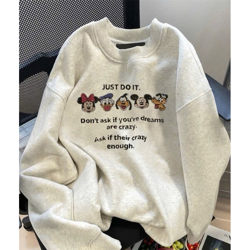 Áo nỉ cổ tròn form rộng tay bồng - just do it