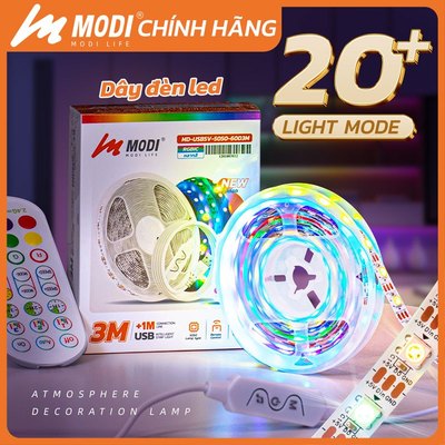 Dây Đèn Led Đuổi RGB WW MODI SOLAR 3M Cổng USB Nhiều Màu, Điều Khiển Nháy Theo Nhạc Decor Phòng