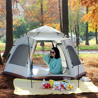 Lều lục giác 6 góc lều tự bung 2 cửa chính cho nhóm 6-8 người chống UV chống mưa chống côn trùng