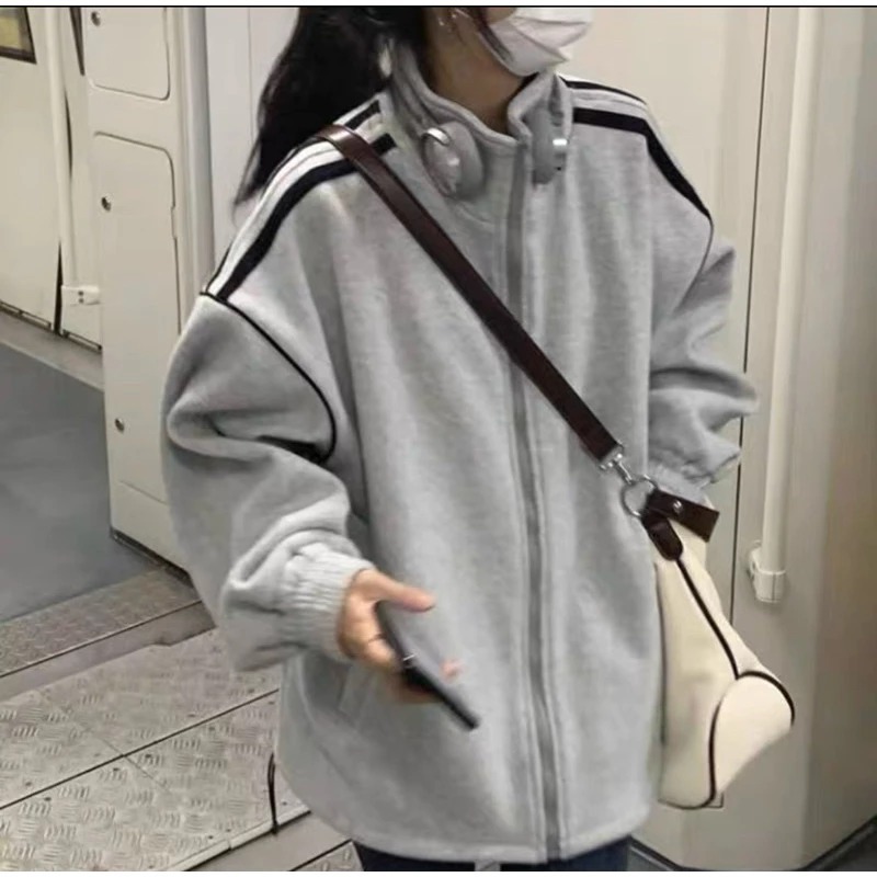 Áo Khoác Nỉ Phối Sọc Form Rộng - Áo Hoodie zip boxy 22Nastore cực đẹp dễ phối đồ