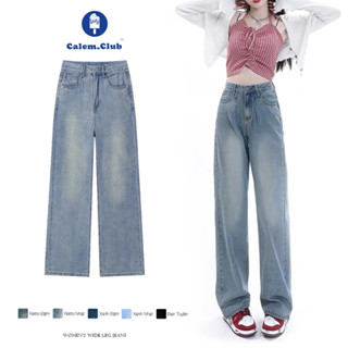 Quần BÒ Nữ Ống Rộng Cạp Cao Calem, Quần JEAN Nữ ống Suông Ống Rộng ,Kiểu Baggy Lưng Cao form Xuông ống đứng - 6 màu