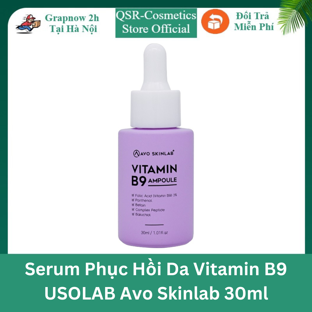 (Chính Hãng) Serum Phục Hồi Da, Cấp Ẩm, Chống Lão Hoá Vitamin B9 USOLAB Avo Skinlab 30ml