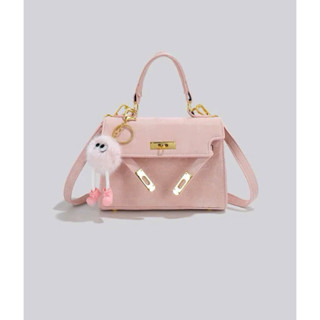 Túi Xách Nữ Đeo Hm Da Nhung Kèm Móc Bông In hoa Tiết Sang Trọng Thegioituixachqc