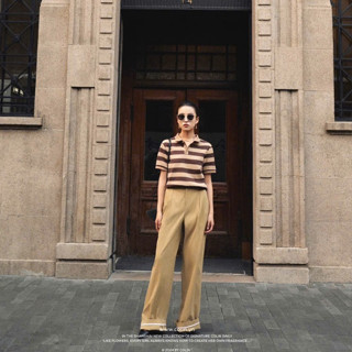 [COLIN CLOTHING] Áo thun polo nữ kẻ sọc basic