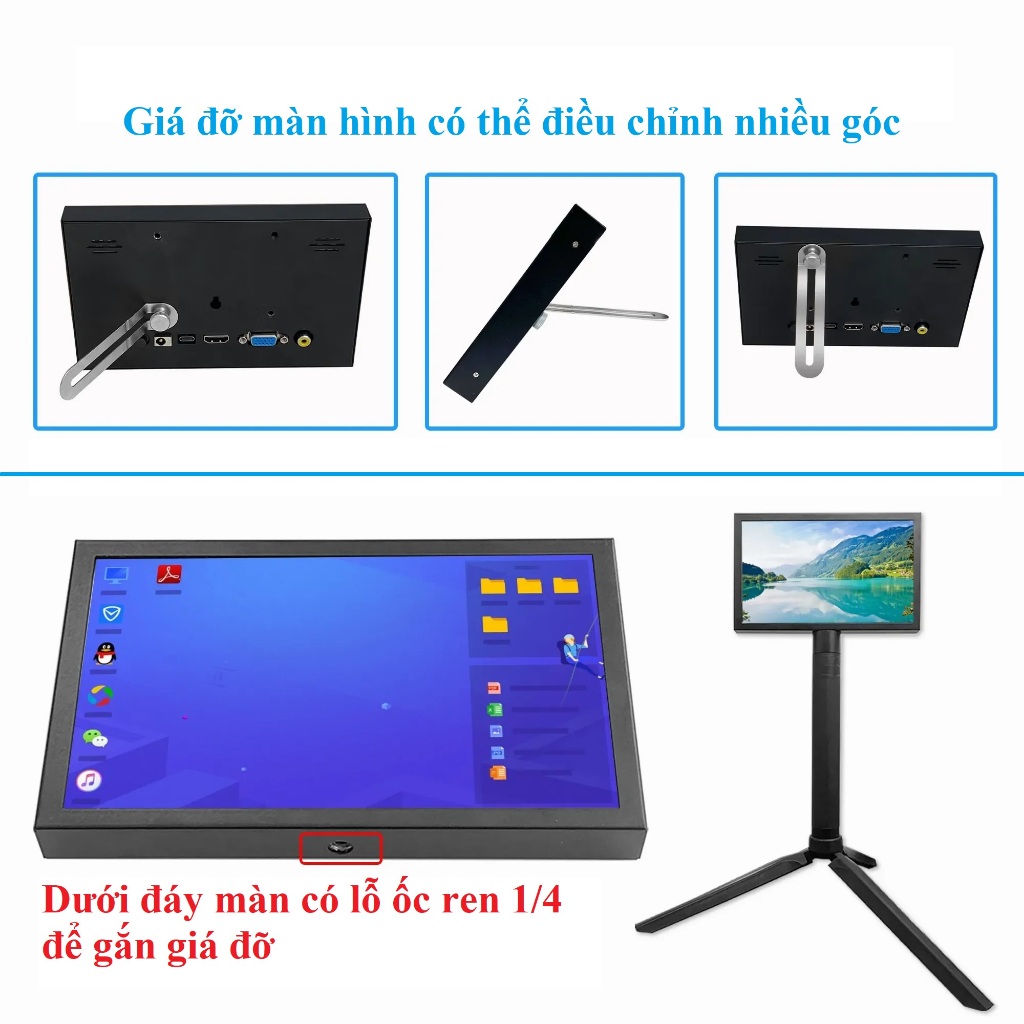 Màn hình 7 inch kết nối HDMI/VGA có loa ngoài, Vỏ kim loại | BigBuy360 - bigbuy360.vn