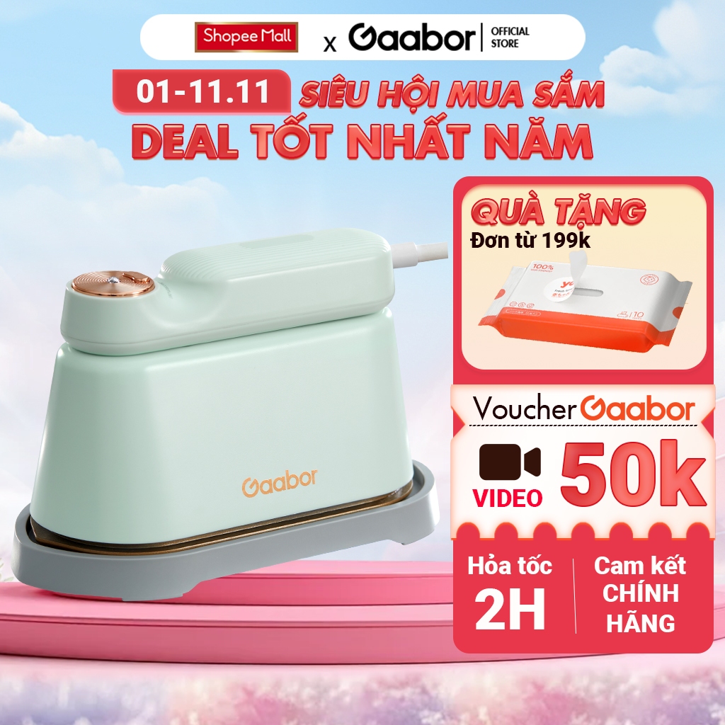 Bàn ủi hơi nước Gaabor du lịch cầm tay 2in1 HM-M01A công suất 1200W nhỏ gọn tạo hơi nước 30 giây