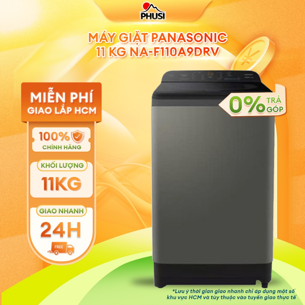 Máy giặt lồng đứng Panasonic NA-F110A9DRV 11 Kg, Xám - Thiết kế hiện đại, tiết kiệm năng lượng