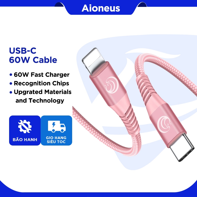 Aioneus Dây Cáp Sạc Nhanh PD60W Cáp Bọc Dù Dùng,Hỗ Trợ Truyền Dữ Liệu,cho X 14 13 15 12pro 11promax