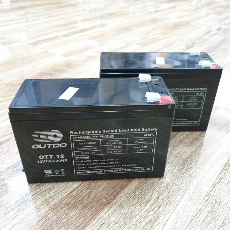 [12V-7Ah/20HR OUTDO] Bình 12V dùng cho xe điện trẻ em, UPS, cửa cuốn,...