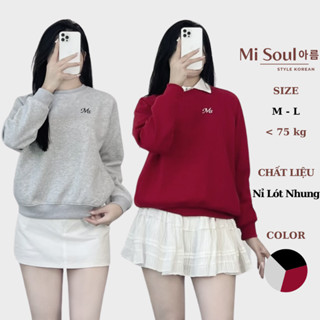 Áo Sweater Nỉ Lót Nhung Cao Cấp Thêu Logo MS Form Basic BigSize MiSoul, Áo Hoodie Dày Dặn 347