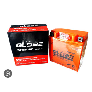Bình acquy xe máy khô miễn bảo dưỡng GLOBE WP5S-3BP | 12V - 6Ah, bình ắc quy xe máy honda 12v.