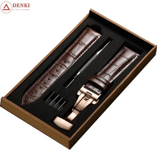 Dây da bò da cá sấu khóa bướm thép ko gỉ thay thế cho đồng hồ Olym Pianus + full hộp, cụng cụ (1.001,2)