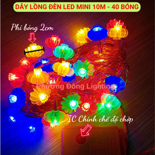 Dây lồng đèn LED mini 10m - 40 bóng Đa sắc Trang trí siêu đẹp