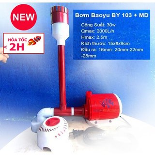 Combo Máy Bơm Baoyu BY Siêu ÊM + hút mặt hút đáy BY -109S,BY -108S,BY -107, 106, 105, 104, 103