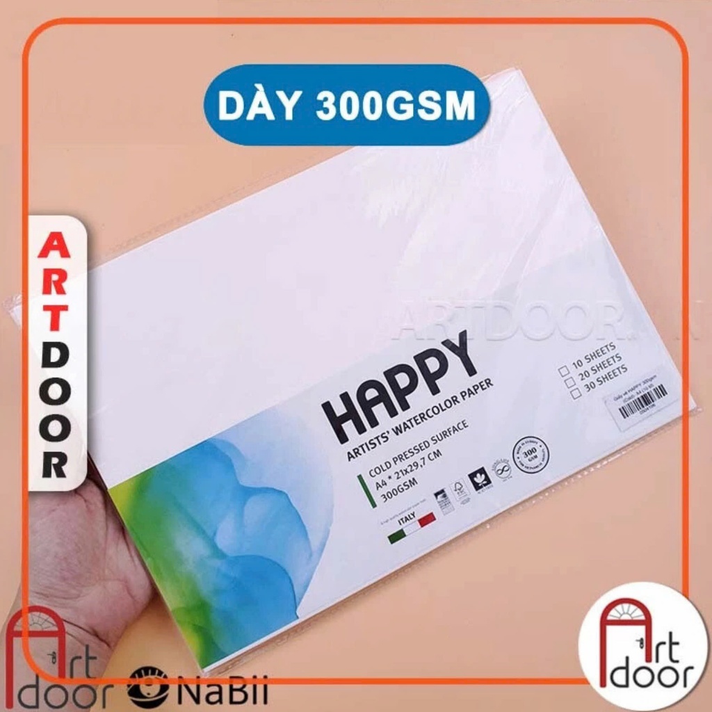 [ARTDOOR] Giấy vẽ màu nước HAPPY dày 300gsm (vân nổi Cold)