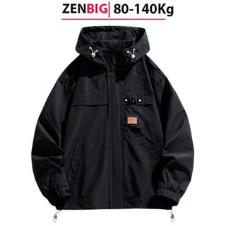 Áo khoác Bigsize Nam ZENBIG hai lớp, Áo khoác gió có mũ, bo gấu ống tay dành cho người mập từ 80-140 kg