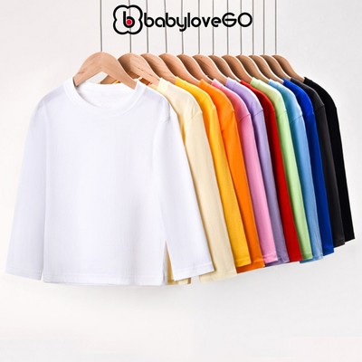 Áo thu đông dài tay cho bé trai bé gái BabyloveGO áo cho bé cổ tròn chất thun cotton mềm mịn ADT01