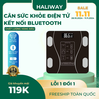 Cân Điện Tử HALIWAY Sạc USB Kết Nối Bluetooth Phân Tích Chỉ Số Cơ Thể, Bảo Hành 6 Tháng C1