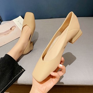  Giày Cao Gót Đế Vuông Mũi Vuông Cao 5 Phân Da Mềm Công Sở_ DA724 