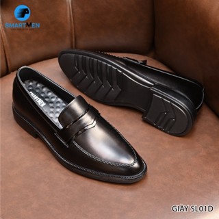 Giày lười công sở siêu nhẹ tăng chiều cao SmartMen SL-01 Đen