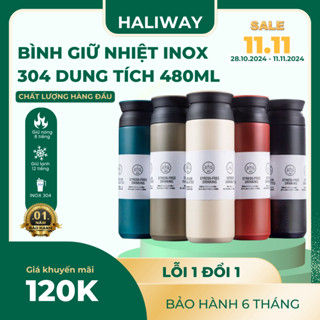 Bình giữ nhiệt HALIWAY chất liệu inox 304 dung tích 480ml giữ nhiệt 8-12h BN12