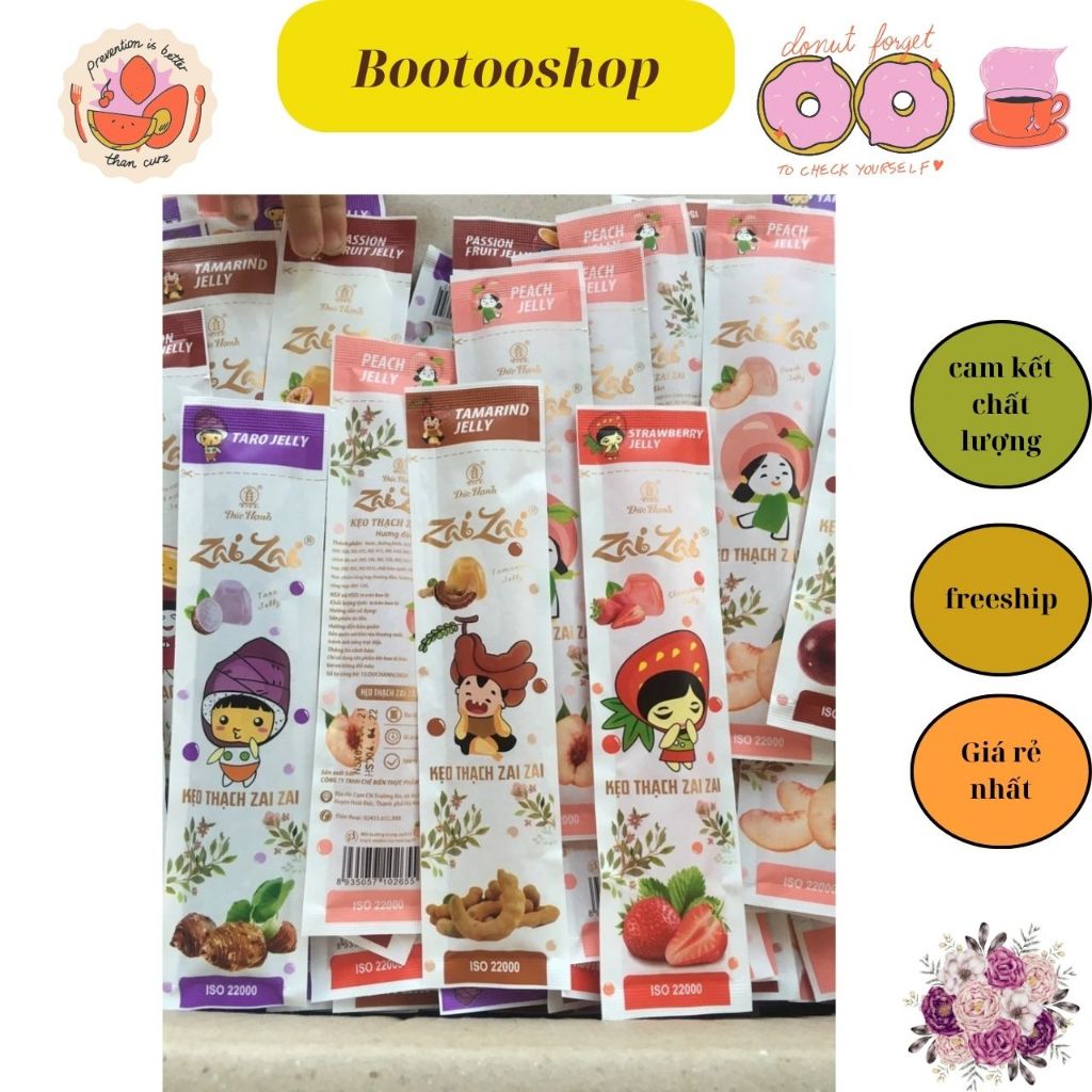 Kẹo thạch zai zai Đức Hạnh vị trái cây phiên bản mới, zai zai gói dài khổng lồ 1kg