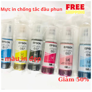 👍Bộ mực máy in Epson L8050, L18050 đủ 6 màu mã 057 ecotank