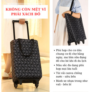 Túi xách xe kéo 12L, có thể gấp gọn, đi chợ, đi siêu thị hằng ngày