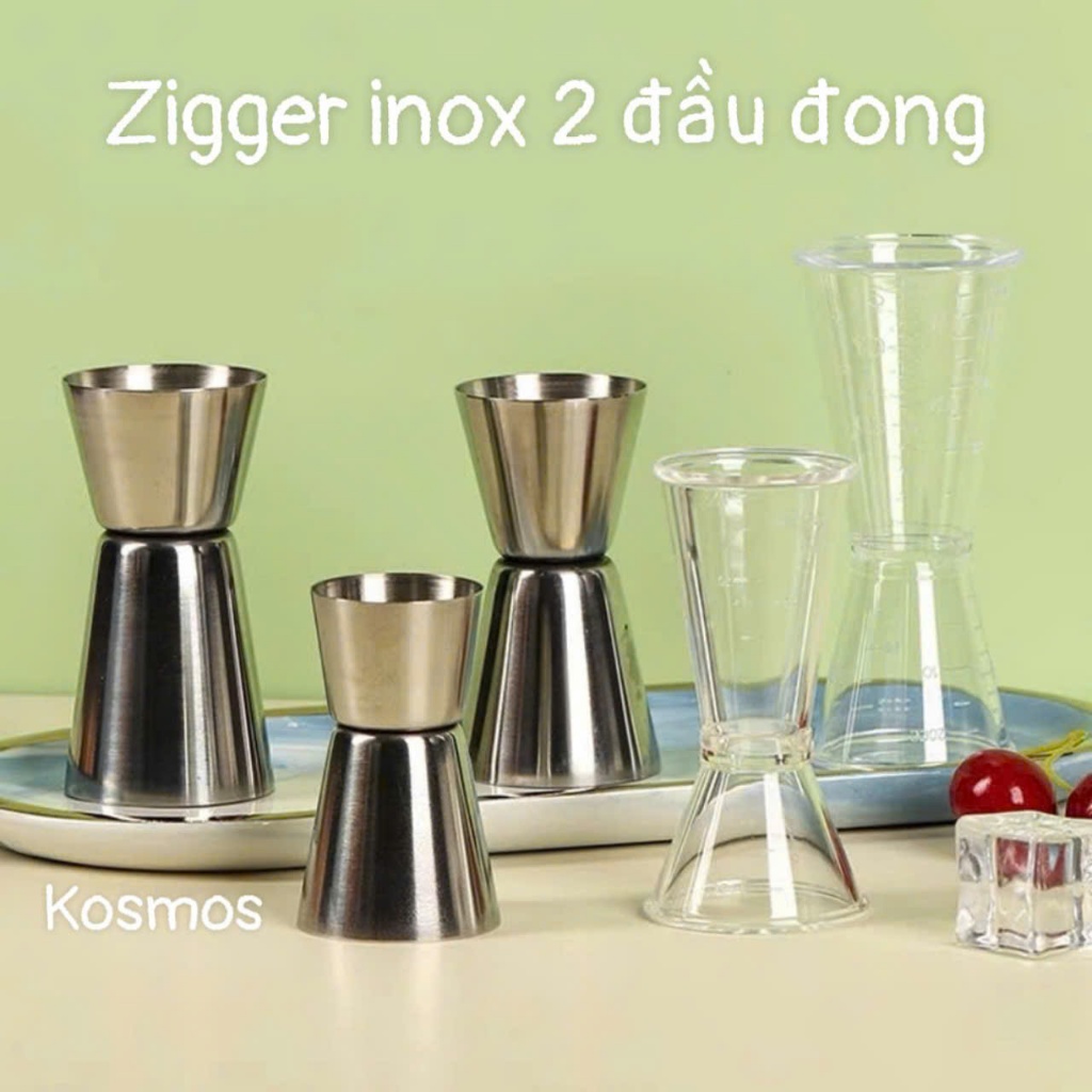 Zigger 2 đầu inox, Ly đong hai đầu pha chế, jigger nhựa đo lường