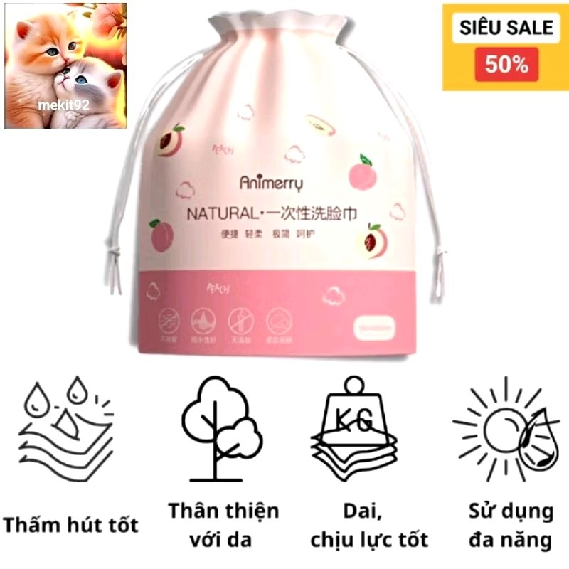 Khăn giấy khô đa năng Animerry 40 miếng dẻo dai để lau mặt, mồ hôi...
