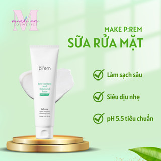  Sữa Rửa Mặt Make Prem 100ml Safe Me Relief Moisture Cleansing Foam pH5.5 làm sạch sâu ẩm mịn da 