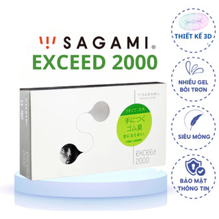 Bao cao su siêu mỏng thắt chống tuột SAGAMI EXCEED 2000. Hộp 10 bao