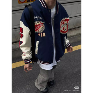 Áo khoác bóng chày thêu thêu trên đường phố cao cấp của Mỹ dành cho nam và nữ mùa xuân hợp thời trang áo khoác cặp đôi