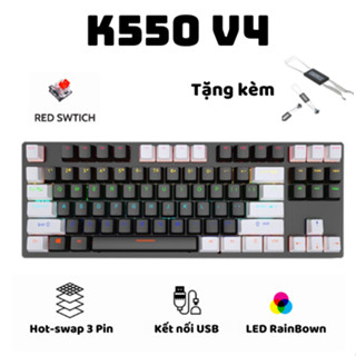 Bàn phím cơ Gaming K550 Ziyou V4 Red Switch - Có Hot-swap TKL 87 phím , LED Rainbow , chống nước