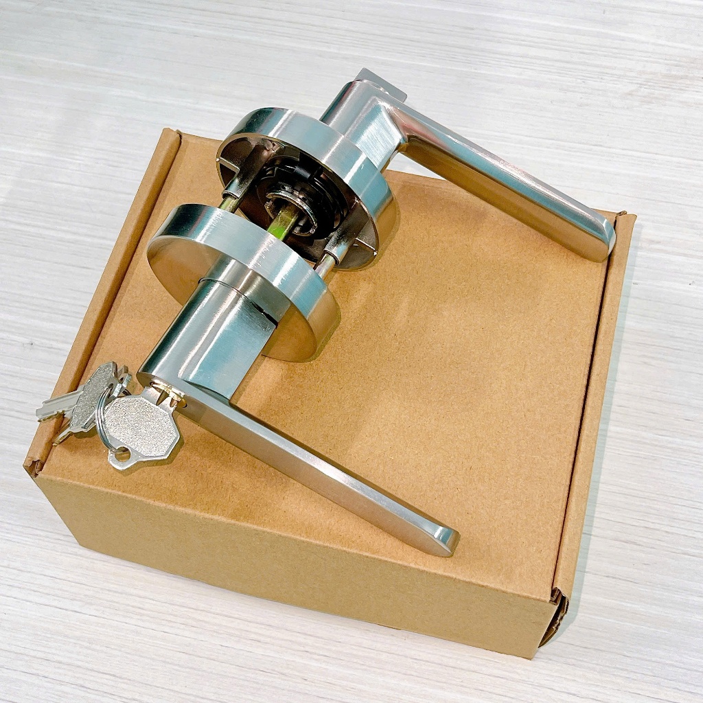 Khóa tròn tay gạt JIALOCK 160-1 Bạc lắp cửa gỗ, cửa nhựa gỗ composite