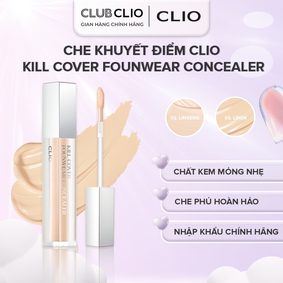 Kem Che Khuyết Điểm CLIO Kill Cover Founwear Concealer 6g Che Phủ Khuyết Điểm Nhẹ Nhàng Hàng Chính H