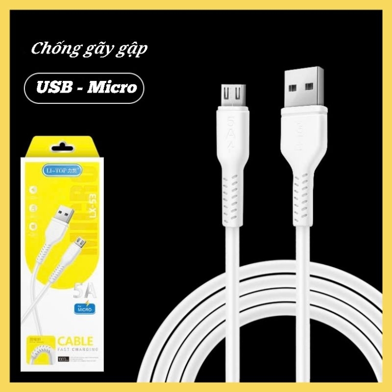Cáp Sạc Nhanh 5A Cho Điện Thoại Android USB - Micro