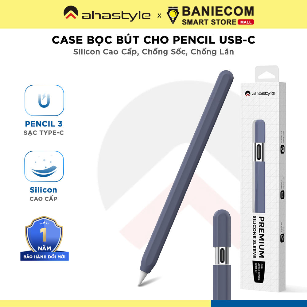 Case bọc bút Ahastyle cho Pencil TypeC ( Pencil USB-C) hoặc Pencil 3 - Silicon chống sốc chính hãng